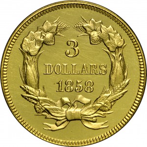 HBCC #4010 – 1858 Indian Three-dollar Gold – Reverse