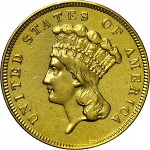 HBCC #4024 – 1870-S Indian Three-dollar Gold – Obverse