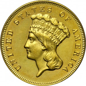 HBCC #4025 – 1871 Indian Three-dollar Gold – Obverse