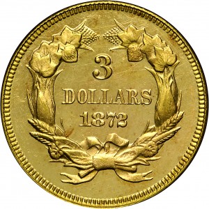 HBCC #4026 – 1872 Indian Three-dollar Gold – Reverse