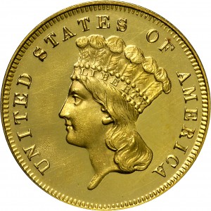 HBCC #4029 – 1874 Indian Three-dollar Gold – Obverse
