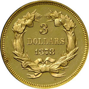 HBCC #4033 – 1878 Indian Three-dollar Gold – Reverse