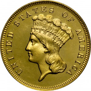 HBCC #4040 – 1885 Indian Three-dollar Gold – Obverse