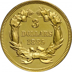HBCC #4040 – 1885 Indian Three-dollar Gold – Reverse