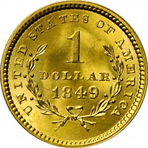 HBCC #1003 – 1849 Liberty Gold Dollar – Reverse