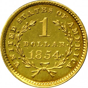 HBCC #1004 – 1854 Type I Liberty Gold Dollar – Reverse
