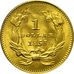 HBCC #1005 – 1855-O Indian Gold Dollar – Reverse