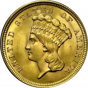 HBCC #1016 – 1854 Indian Three Dollar Gold – Obverse