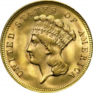HBCC #1017 – 1878 Indian Three Dollar Gold – Obverse