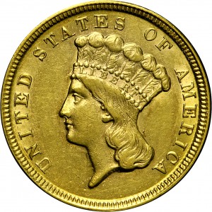 HBCC #4002 – 1854-D Indian Three-dollar Gold – Obverse