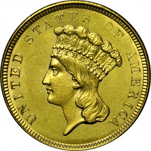 HBCC #4003 – 1854-O Indian Three-dollar Gold – Obverse