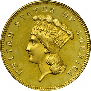 HBCC #4004 – 1855 Indian Three-dollar Gold – Obverse