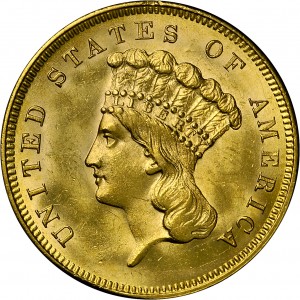 HBCC #4007 – 1856-S Indian Three-dollar Gold – Obverse