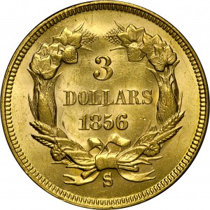 HBCC #4007 – 1856-S Indian Three-dollar Gold – Reverse