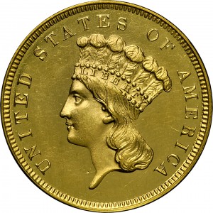 HBCC #4008 – 1857 Indian Three-dollar Gold – Obverse