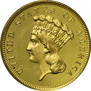 HBCC #4011 – 1859 Indian Three-dollar Gold – Obverse
