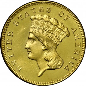 HBCC #4012 – 1860 Indian Three-dollar Gold – Obverse
