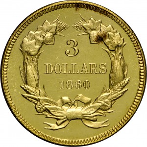 HBCC #4012 – 1860 Indian Three-dollar Gold – Reverse