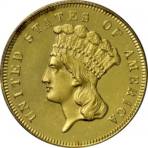 HBCC #4014 – 1861 Indian Three-dollar Gold – Obverse