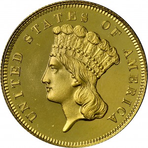 HBCC #4015 – 1862 Indian Three-dollar Gold – Obverse