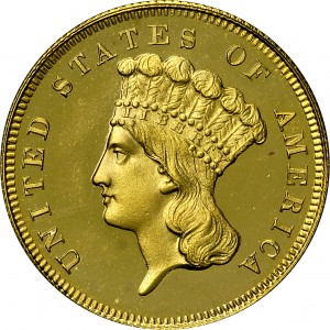 HBCC #4016 – 1863 Indian Three-dollar Gold – Obverse