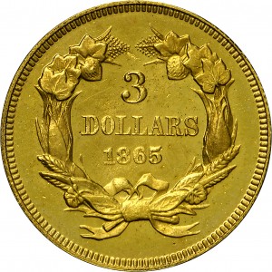 HBCC #4018 – 1865 Indian Three-dollar Gold – Reverse