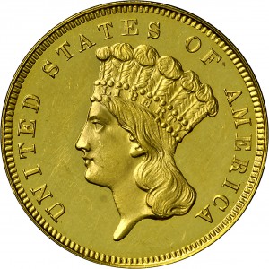 HBCC #4020 – 1867 Indian Three-dollar Gold – Obverse