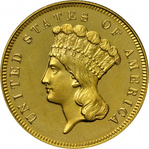 HBCC #4022 – 1869 Indian Three-dollar Gold – Obverse