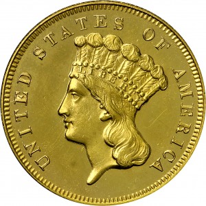HBCC #4023 – 1870 Indian Three-dollar Gold – Obverse