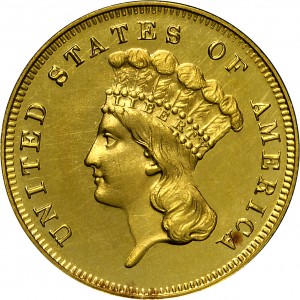 HBCC #4030 – 1875 Indian Three-dollar Gold – Obverse