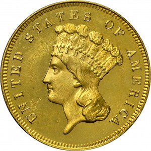 HBCC #4034 – 1879 Indian Three-dollar Gold – Obverse