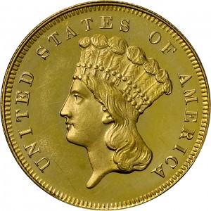 HBCC #4035 – 1880 Indian Three-dollar Gold – Obverse