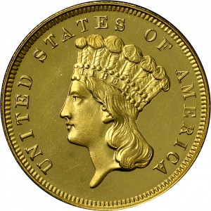 HBCC #4036 – 1881 Indian Three-dollar Gold – Obverse