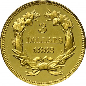 HBCC #4037 – 1882 Indian Three-dollar Gold – Reverse