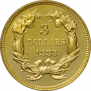 HBCC #4038 – 1883 Indian Three-dollar Gold – Reverse