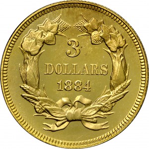 HBCC #4039 – 1884 Indian Three-dollar Gold – Reverse