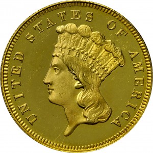 HBCC #4042 – 1887 Indian Three-dollar Gold – Obverse