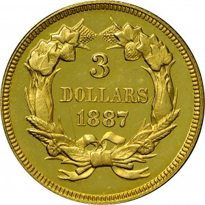 HBCC #4042 – 1887 Indian Three-dollar Gold – Reverse