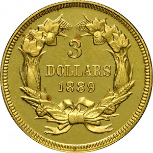 HBCC #4044 – 1889 Indian Three-dollar Gold – Reverse