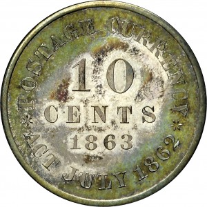 HBCC #6049 – 1863 Ten Cents – Reverse
