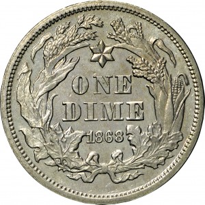 HBCC #6069 – 1868 Ten Cents – Reverse