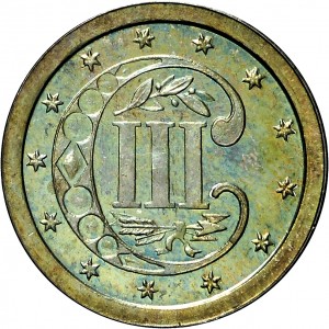 HBCC #6081 – 1870 Three-cent – Reverse