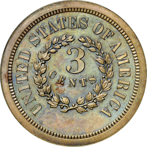 HBCC #6048 – 1863 Three-Cent – Reverse